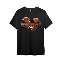 a black t - shirt with a heart on it