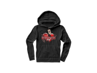 a black hoodie with a heart on it